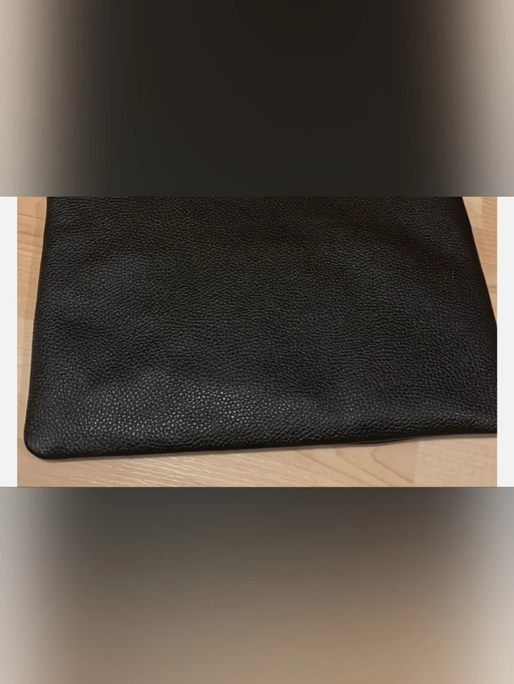 Henri Bendel Black Logo Zip Pouch Leather CLUTCH BEAUTY BAG WALLET